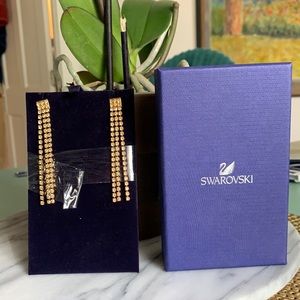 NWT Swarovski Gold Triple Strand Dangle Earrings